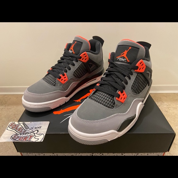 NEW Nike Air Jordan 4 Retro IV Red Infrared Grey 2022 Basketball Shoes - Picture 3 of 9